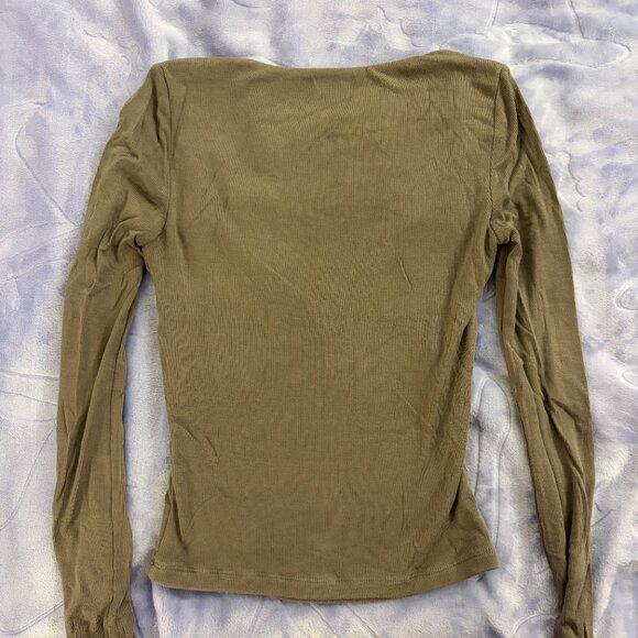 Aritzia Sunday Best Lula Longsleeve Top in STONE - Picture 6 of 10